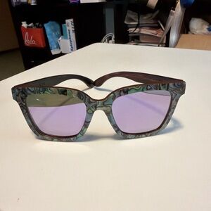 SLYK Shades Abalone Pattern Sunglasses w/ Purple Lenses + Case